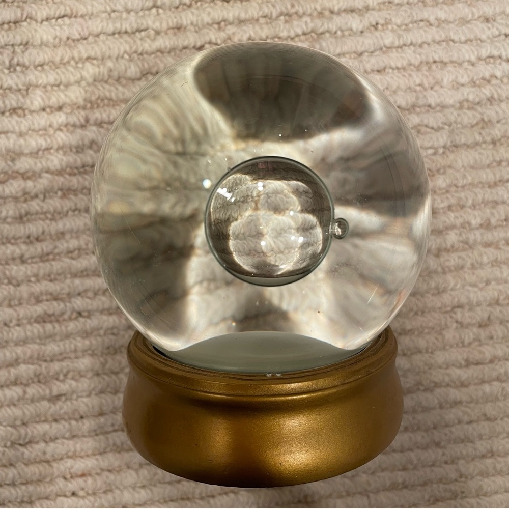 Glass Sphere Clear Crystal Ball with Gold Colored Base